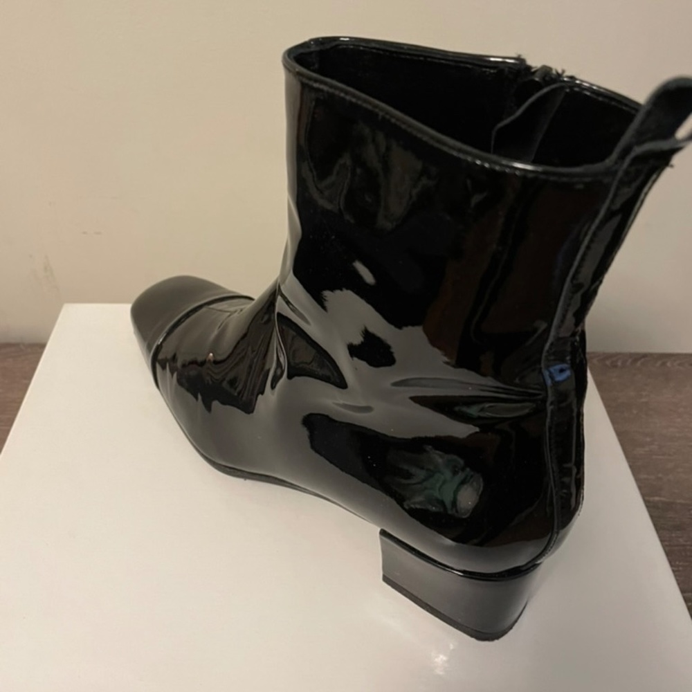 Ladies Black Patent Leather Ankle Boot - Picture 2 of 6